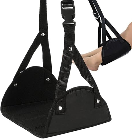 Airplane Foot Hammock - Portable Travel Footrest for Flights | No-Collapse Foot Rest with Strap Adjustment | Leg Hammock Comfort for Adults, Women, Elderly During Car Rides, Plane, Work, Business Trip