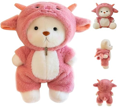 JPWPFAA Getahug Teddy Bear Rose - Ours en Peluche - Bobbie Bear - Mobilité articulaire - Amovibles Amovible et Lavable - Adorable Ours en Peluche déguisé en Mouton, Cadeau d'anniversaire pour Enfants