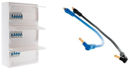 Zenitech - Coffret Électrique Équipé 39 Modules + 11 Disjoncteurs + Lot de 2 Cordons de Repiquages (PHase + Neutre) pour Installation Électrique Complète