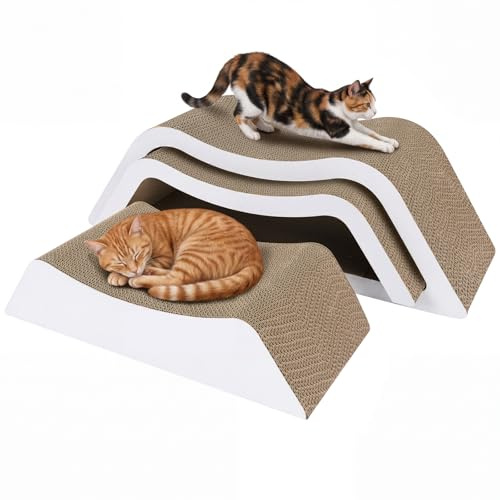 Gimars XXL Rascador para Gatos 3 en 1, Mueble Rascador para Gatos de Cartón Ondulado, Escalera para Sofá y Cama, Rampa de Acceso para Gatos Mayores y Munchkin, Cama Rascador