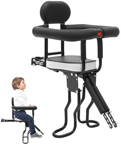 DioPaiB Kindersitz Fahrrad Vorne, mit Rückenlehne und Armlehnen, Fahrradsitz für Kinder von 1-5 Jahren, Tragfähigkeit 80kg, Verstellbarer Sitzabstand 39-45cm, für Mountainbikes, Citybikes & Falträder