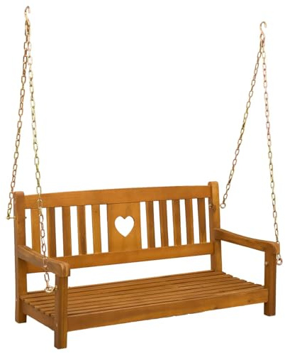 vidaXL Gartenschaukelbank Natur 110 x 56 x 58 cm Massivholz Akazie, Akazien Schaukelbank, rustikaler Sitzplatz für den Garten, beige Rasen, Terrasse, Gartenmöbel aus massivem Holz