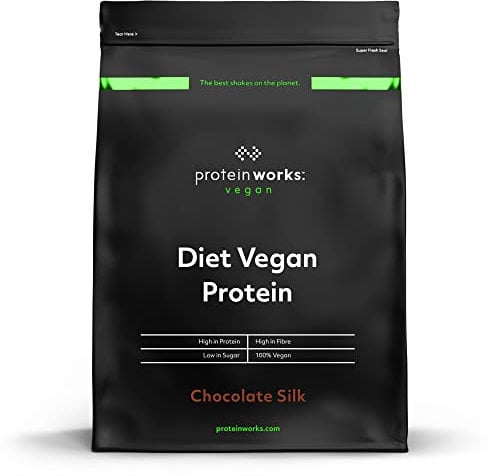 Protein Works - Diet Vegan Protein Powder | Low Calorie Plant Based Protein | Vegan Protein Shake | Added Extracts | 16 Servings | Chocolate Silk | 500g