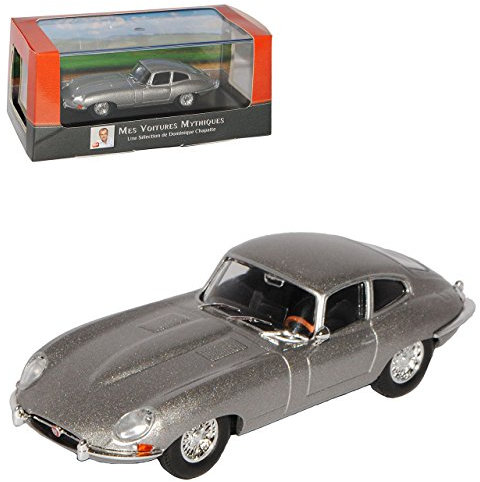 Atlas Jaguar E-Type Coupe Silber Grau 1961-1974 mit Sockel und Vitrine 1/43 Modell Auto