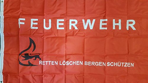 Flaggenking Retten-Löschen-Bergen-Schützen - wetterfest Feuerwehr Fahne/Flagge, Mehrfarbig, 150 x 90 x 1 cm