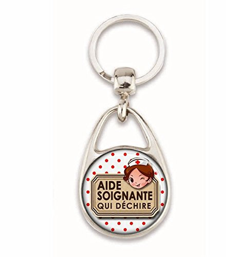 Angora Porte clés Aide Soignante Qui déchire Blanc