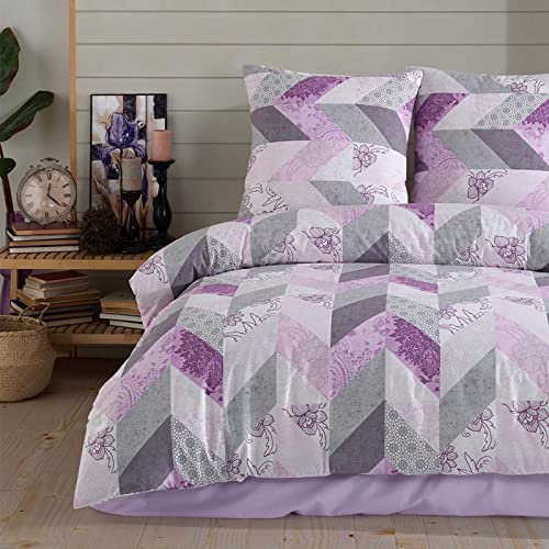 Buymax® Bettwäsche 200x200 100% Baumwolle 3-Teilig Bettbezug - Bettwäsche-Sets 200 x 200cm mit 2 mal Kissenbezüge 80x80cm, ÖKO-TEX Renforcé-Bettdeckenbezug Set mit Reißverschluss