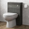 Aurora® Modern Bathroom Cloakroom Back to Wall BTW Toilet WC 500mm Furniture Unit D Shape Pan Soft Close Seat, Dual Flush Cistern, Charcoal Grey