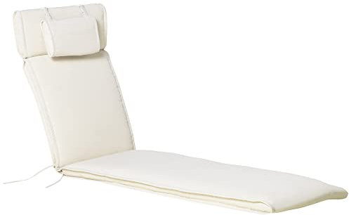 Outsunny Cuscino per Sdraio Lettino Prendisole da Giardino 198x53x5cm Bianco Crema