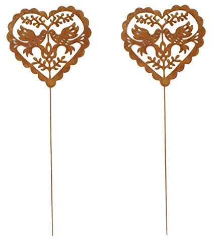 DARO DEKO Metall Garten-Stecker Herz rostig 90cm 2 Stück
