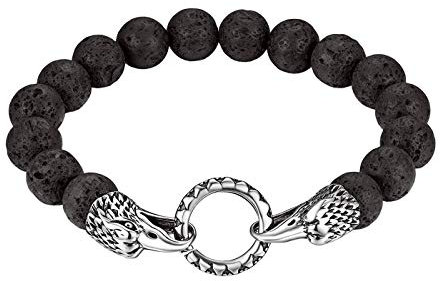 Flongo Lava Energiearmband Yoga Armband Wickelarmband Aroma Aromatherapie Rosenkranz Gebetskette Healing Reiki Lavastein Kette mit Adlerkopf Herren-Accessoires