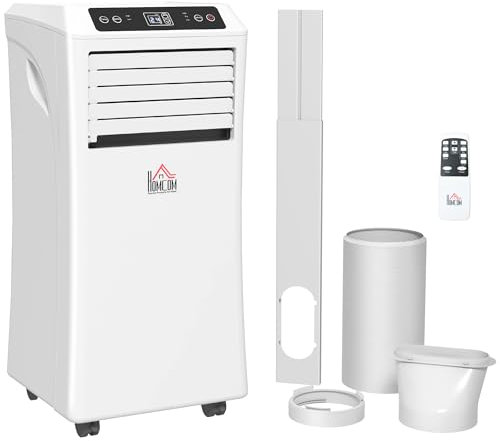 HOMCOM Portable Air Conditioner 10000 BTU, 4-in-1 Cooling, Fan, Dehumidifier & Sleep Mode, Mobile Air Conditioning Unit with Digital Display, Remote Control, 24H Timer, Window Kit for Rooms up to 30㎡