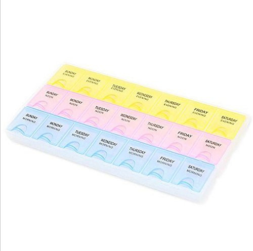 Wankd Pillendose 7 tage 3 fächer, Tablettenbox 7 Tage 3 Fächer, Pillendose 21 Tage, Pillendose Morgens Mittags Abends für Eine Woche (21.6 * 12.1 * 2CM)