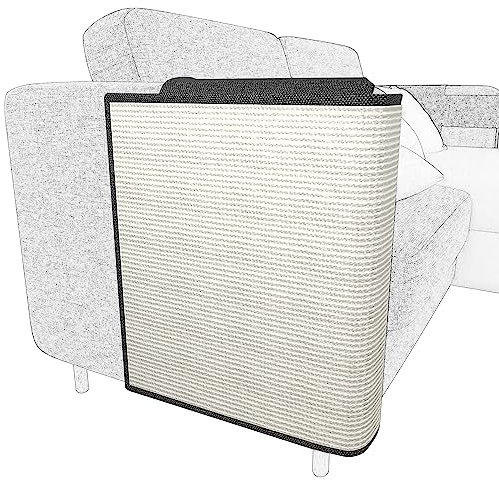 Italdos Alfombra Rascador para Gatos Afilador de Uñas de Sisal para Mascotas Protector para Esquina de Sofá o Sillón - 60x50cm Lado Derecho