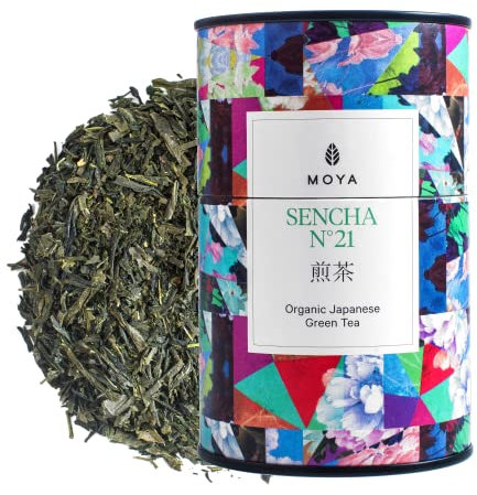 Moya thé vert organique Sencha n°21 | 60 g | Thé du Japon | Convient aux végétaliens et aux végétariens | Parfait pour un cadeau