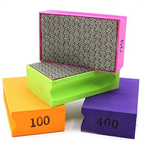 4x Schleifschwamm Set in Körnung 60, 100, 200, 400 Handschleifpad Diamantpad Schleifpad zum schleifen oder entgraten von Fliesen, Keramik, Glas, Marmor, Natur- oder Kunststein