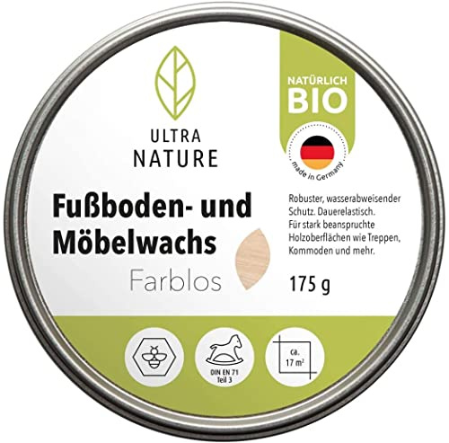 Ultra Nature Fußboden- und Möbelwachs 175 g, Farblos, Bio, Holzwachs, Lösemitttelfrei