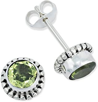 Ohrstecker 925 Silber Peridot leuchtend grüner Stein Edelstein Ohrringe echt Silber Damen Sterling Silber Stecker Geschenk(MOS-025-59)