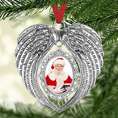 Benoon 1 Set Weihnachtsengel Flügel zum Aufhängen, personalisiertes Foto Auto zum Aufhängen, Sublimatie Flügel Ornament Legierung blanko Sublimation Engelsflügel Foto Ornamente für Zuhause Silber