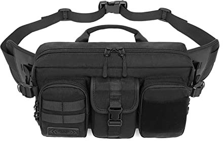 FANDARE Bauchtasche Herren Militär-Gürteltasche Wasserdicht Brusttasche Hüfttasche Sling Bag Umhängetasche für Outdoor Sport Joggen Wandern Radfahren Reisen Daypacks Schwarz