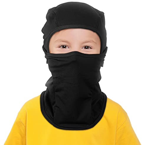 BBTO Sturmhaube für Kinder Fleece Gesichtsmaske und Halswärmer Winddichte Skimaske für Kinder Jungen Mädchen Winter Gesichtshaube für Sport Fahrrad Snowboard (Schwarz)