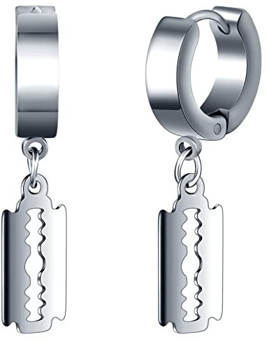 feilok Blade Stainless Steel Stud Earrings for Women Men Drop Dangle Hook Earring