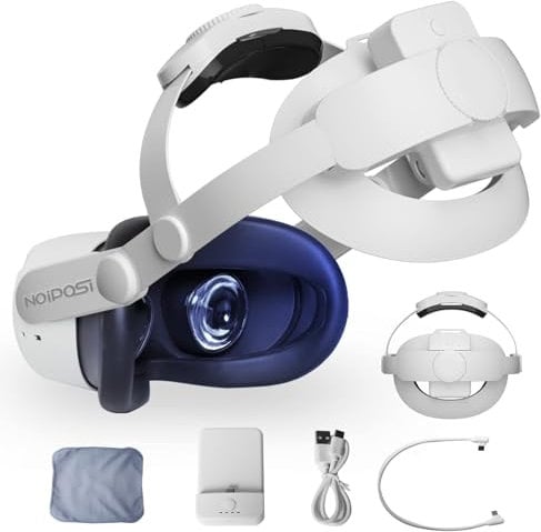 Noiposi Head Strap with 7500mAh Battery Pack for Oculus Quest 2,Replacement for Oculus Quest 2 Head Strap with battery to Extend 4-5 H Playtime, Adjustable Comfort Elite Strap with Lightweight Design