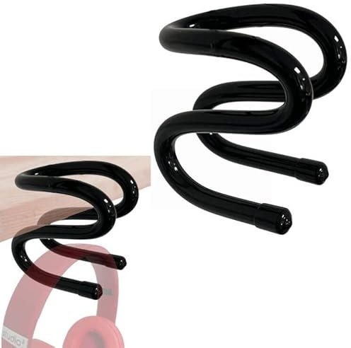 AUXPhome 2 Pack Clamp-On PC Gaming Headset Headphone Hook Holder Hanger Mount, Desk Side Headphones Stand to Reduce Desk Clutter (10 lb. Capacity),one-Step Installation.- No Headphone