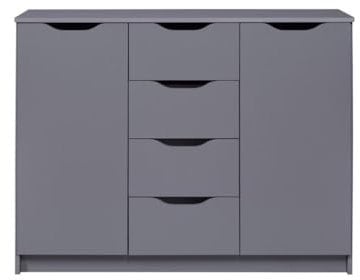 Inter Link - Kommode mit Schubladen - Sideboard - Schubladenschrank - Für Schlafzimmer, Wohnzimmer, Badezimmer - Grau - Bietet viel Stauraum - Holzwerkstoff - Robust - Pflegeleicht - Silenzia 2T4S