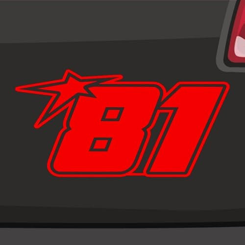 Generisch Startnummer 81 Aufkleber Sticker Auto Zahl MTB Motorrad Rennen Stern 20x10cm Farbe: Rot