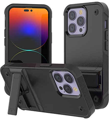 Punkcase Schutzhülle für iPhone 14 Pro [Reliance-Serie] Hybrid-Schutzhülle in Militärqualität mit integriertem Ständer, ultimativer Fallschutz für iPhone 14 Pro (6,1 Zoll) (2022), Schwarz