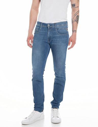 Replay men's jeans with power stretch, blue (Medium Blue 009), 38W / 32L