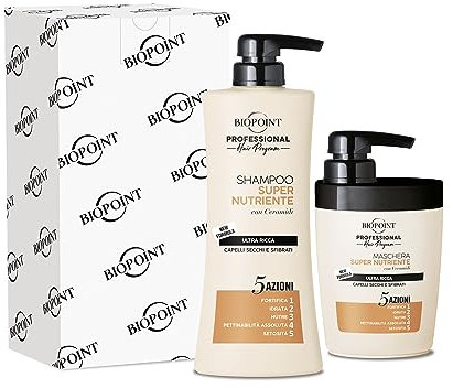 Biopoint Professional Hair Program - Kit SUPER NUTRIENTE, contiene Shampoo 400ml + Maschera 300ml, Formula Ultra Ricca per Idratare e Nutrire i capelli secchi e sfibrati