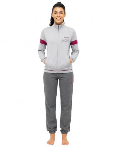 LOTTO Tuta Donna in Felpa GARZATA - Tuta Donna Invernale con Zip Intera - Tuta Donna Completa - TUTA DONNA COTONE FELPATO (6060 GRIGIO, M)