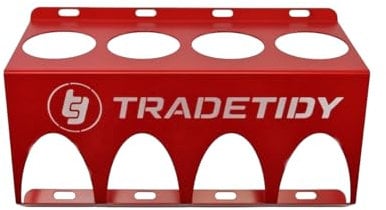 Tradetidy Spray Can Holder, Garage Organiser for Spray and Aerosol Can, Shelf Organiser Ideal for Vans, Garages, Workshops, Robust Steel Construction, Colour - Red