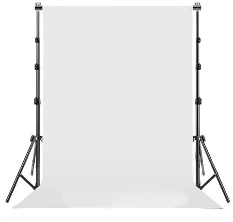 Weißer Hintergrund mit Ständer-Set, Foto-Hintergrundständer für Fotografie, höhenverstellbarer Fotografie-Poster-Ständer für Messen, Fotokabine, 4 Federklemmen, Tragetasche (3 x 2 m, Weiß)