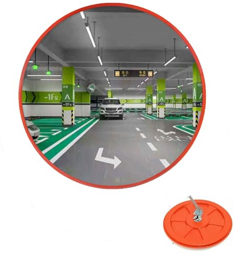 60CM Konvexspiegel für Garage, Einfahrt, Parkassistent, Verkehrsspiegel Sicherheitsspiegel Überwachungsspiegel Panoramaspiegel Konvex Spiegel Runde 130-Grad-Weitwinkellager, mit Verstellbarem Ständer