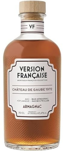 VERSION FRANCAISE - Château de Gaube 1972 - Armagnac - 44% Alcool - Origine : France/Magnan - Armagnac de dégustation - Notes de fruits frais & plantes infusés - 70 cl