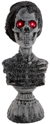 Horror-Shop Unheimliche Geisterbüste ;Lady Gruesome; mit Licht & Sound Effekt 38 cm