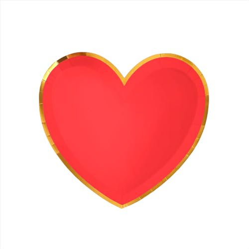 OH YEAH- 6 Platos Cartón Forma de Corazón Rojo - 25 x 23 cm - Decoración Mesa San Valentín - Valentines Day - Vajilla San Valentín - Mesa para Enamorados - DISEÑO ÚNICO
