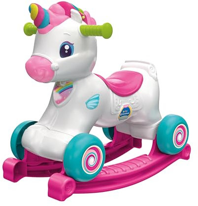 Clementoni 61555 El Unicornio Balancín Unicornio balancín y correpasillos con música, Canciones y contenidos educativos: números, Letras, para bebés a Partir de 12 Meses