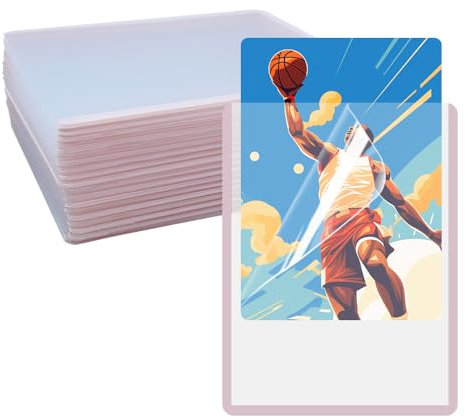 HLIWS PVC Sammelkartenhalter-20 Stück 76 * 102mm Kartenschutz,Mit Schutzfolie,für Spielkarte,Baseball/Basketballkarten/Fotos(Transparent+Rosa Rahmen)