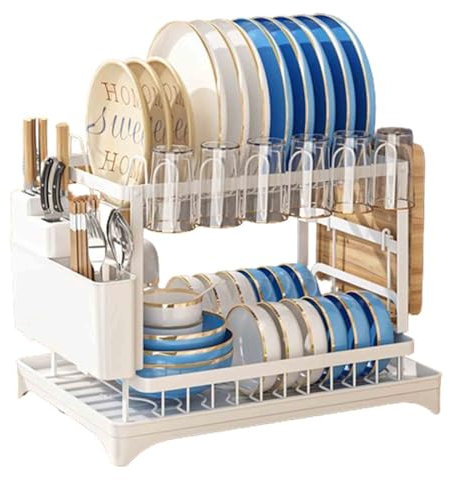 Escurreplatos Sobre Fregadero Escurridor Fregadero Escurridor De Platos Escurre Platos Para Muebles De Cocina Bandeja De Drenaje Del Conducto De Agua (White,42x29x29cm)