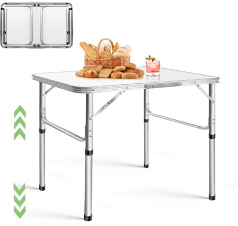HSHa Klappbarer Campingtisch 2 Höhen-70/33 cm Tragbare Campingtische Campingtisch faltbar für 4 Personen Ultraleicht aus Aluminium, bis 15kg