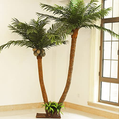 HTGO Palmiers artificiels pour l'extérieur, Palmier Tropical Artificiel avec Tronc Debout, Faux Palmier pour Jardin, décoration de Palmier 2 m + 1,8 m
