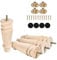 Maricome Unfinished Furniture Legs 6 inch Set of 4 Pre-drilled M8 Bolt Replacement Wood Feet for Ottoman Chair Cabinet Dresser Mid Century Screw in