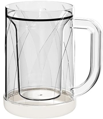 Freezer Beer Mug - Iced Coffee Mug, Double Walled Clear Glass Beer Mugs - Frosted Freezer Iced Coffee Mug, Freezable Pint Glasses, Beer Mugs C