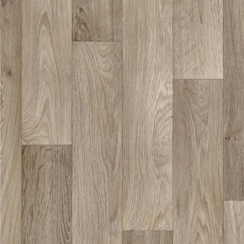 VINYL FLOORING UK Beige Modern Wood Effect Anti-Slip Vinyl Flooring for Kitchen, Bathroom, & Living Room, 2.8mm Thick Cushion Backed Vinyl Sheet, 15 Years Warranty-2 X 2 mt