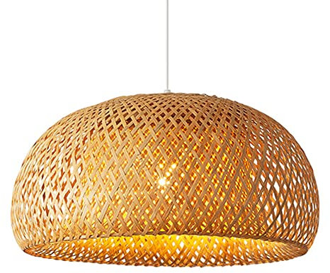 SIVAJI Lámpara Colgante Bambú para Decoración del Hogar Simplicidad Lámpara Colgante De Bambú Mimbre con Forma De Sombrero De Paja Elegante Un Solo Cabezal E27 para Cocina, Dormitorio,