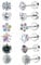 12 PCS Titanium Earrings, Helix Piercing Jewellery for Girls Earrings Flower Star Heart Designs, Hypoallergenic Earrings, Flat Back Earrings Sterling Silver for Women Girls and Kids Helix Earrings